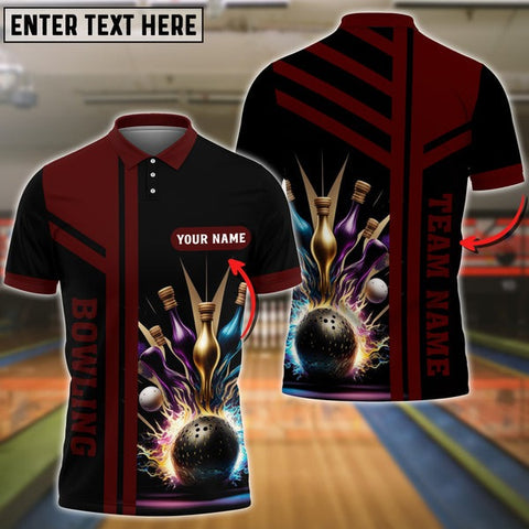 Mostprints Bowling And Pins Premium Professional Multicolor Option Customized Name 3D Shirt