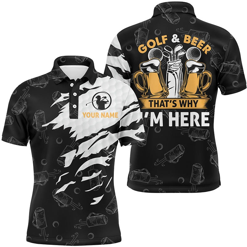 Mostprints Golf And Beer That's Why I'm Here Mens Polo Shirt Custom Beer Golf Shirts For Men