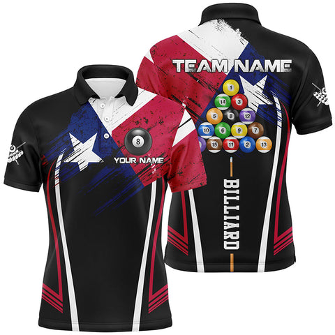 Mostprints Personalized Name Texas Billiard Jerseys Men Polo Shirts