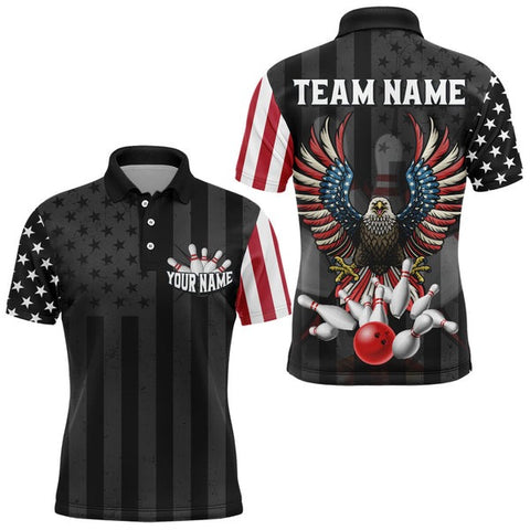 Mostprints Eagle Bowling USA Flag Customized Name And Team Name 3D Shirt