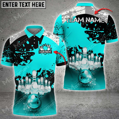 Mostprints Bowling & Pins Sports Jersey Multicolor Option Customized Name, Team Name 3D Polo Shirt (6 Colors)