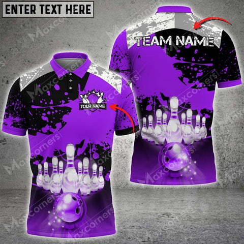 Mostprints Bowling & Pins Sports Jersey Multicolor Option Customized Name, Team Name 3D Polo Shirt (6 Colors)