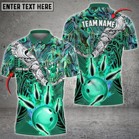 Mostprints Bowling & Pins Tattoo Maori Multicolor Option Customized Name And Team Name 3D Polo Shirt (4 Colors)