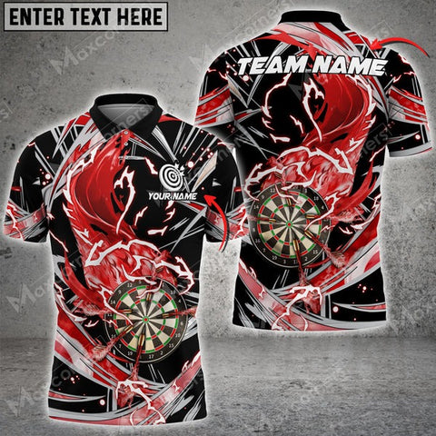 Mostprints Darts Flame Thunder Wind Aura Multicolor Option Customized Name, Team Name 3D Polo Shirt (4 Colors)