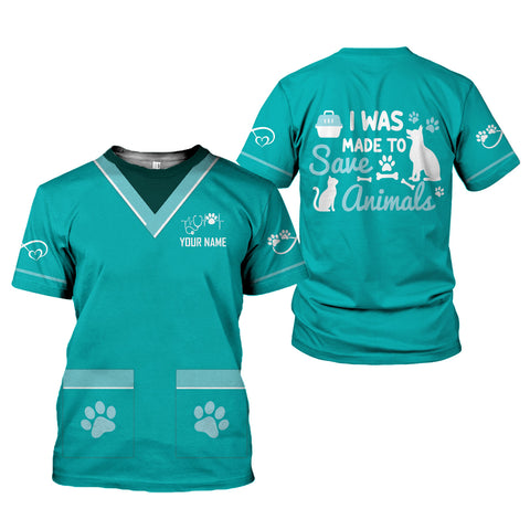 Custom Name Dog Grooming 3D T-Shirt, Pet Grooming Uniform T Shirt for Women Men