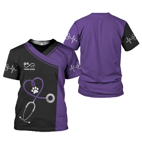 Personalized Dog Grooming 3D T-Shirt, Cute Pet Grooming Summer Uniform Tee Shirt for Women