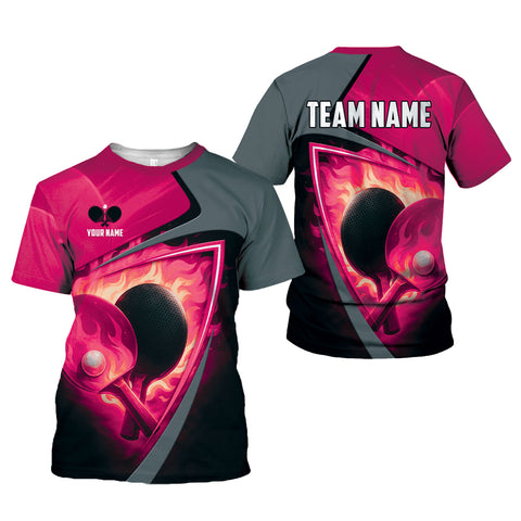 Personalized 3D Table Tennis T Shirt with Name, Custom Table Tennis Shirts for Team, Men Women unisex 3D shirt