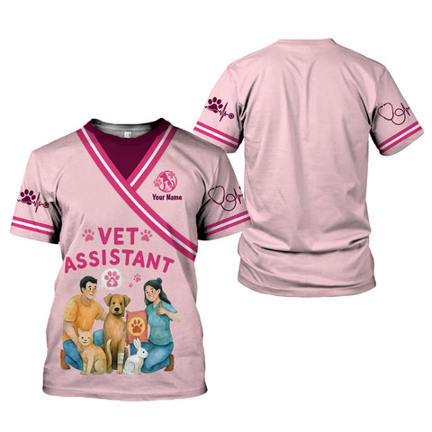Custom Name Dog Grooming 3D Shirt, Pet Grooming Uniformt unisex T Shir for Women Men