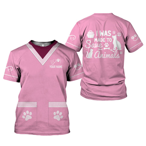 Custom Name Dog Grooming 3D T-Shirt, Pet Grooming Uniform T Shirt for Women Men