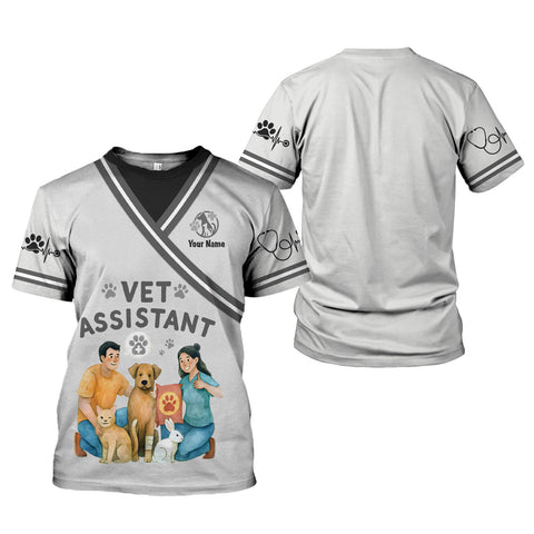 Custom Name Dog Grooming 3D Shirt, Pet Grooming Uniformt unisex T Shir for Women Men