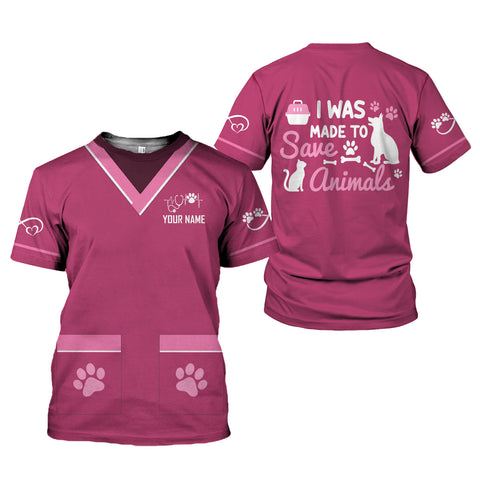 Custom Name Dog Grooming 3D T-Shirt, Pet Grooming Uniform T Shirt for Women Men
