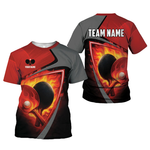 Personalized 3D Table Tennis T Shirt with Name, Custom Table Tennis Shirts for Team, Men Women unisex 3D shirt
