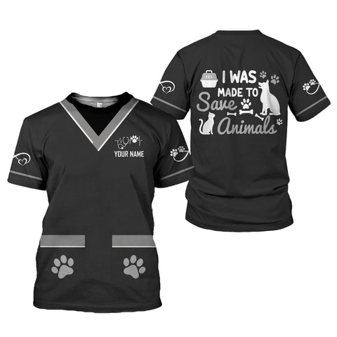 Custom Name Dog Grooming 3D T-Shirt, Pet Grooming Uniform T Shirt for Women Men