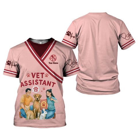 Custom Name Dog Grooming 3D Shirt, Pet Grooming Uniformt unisex T Shir for Women Men