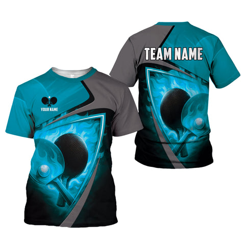 Personalized 3D Table Tennis T Shirt with Name, Custom Table Tennis Shirts for Team, Men Women unisex 3D shirt