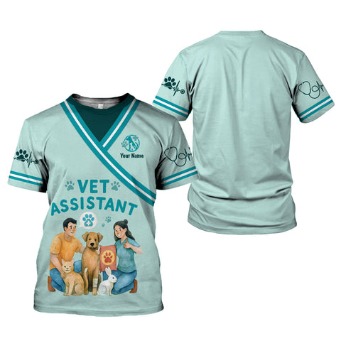 Custom Name Dog Grooming 3D Shirt, Pet Grooming Uniformt unisex T Shir for Women Men