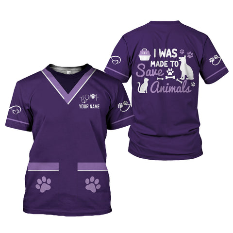 Custom Name Dog Grooming 3D T-Shirt, Pet Grooming Uniform T Shirt for Women Men
