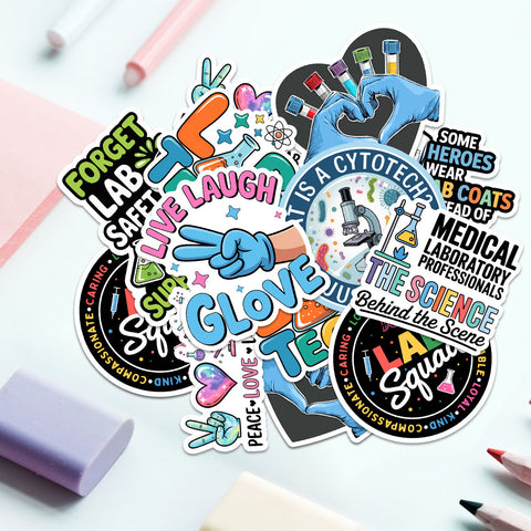 10pcs Science Stickers, lab tech gift, Science Stuff with Chemistry Biology, Physics, Science Classroom Decor for School Teacher Student Laboratory Sticker Decals for Laptop Water Bottle Notebook