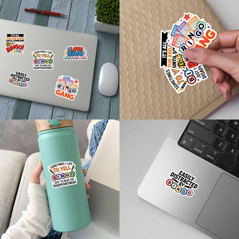 (10PCS) Funny Bingo Games Sticker 3in, Bingo Prizes Sticker for Player Caller, Decoration for Laptop Tablet Scrapbook Water Bottle