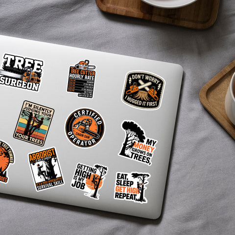 10pcs Arborist Waterproof Vinyl Stickers, Sticker for Boys Adults for Water Bottles Laptop Suitcase for Birthday Party Supplies Decoration Favors