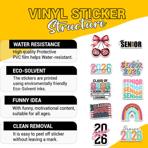 (10PCS) Graduation Senior 2026 Sticker 3in, Sticker For Student, Graduation Class Of 2026 Gift, College Student Decoration For Laptop Planner Kindle