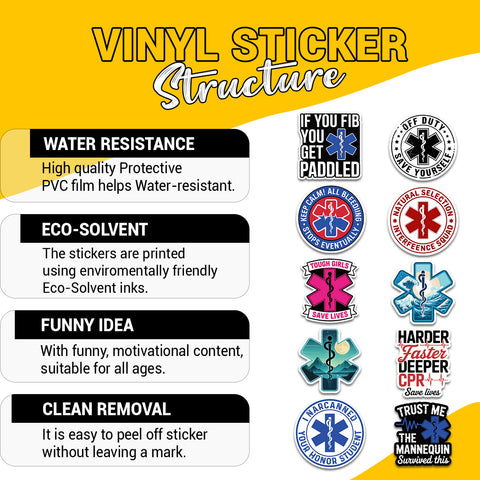 10 pcs EMT EMS sticker pack, Emt gifts | Emt Ems sticker | Ems gifts | funny paramedic stickers