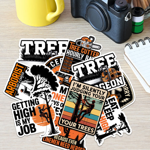 10pcs Arborist Waterproof Vinyl Stickers, Sticker for Boys Adults for Water Bottles Laptop Suitcase for Birthday Party Supplies Decoration Favors