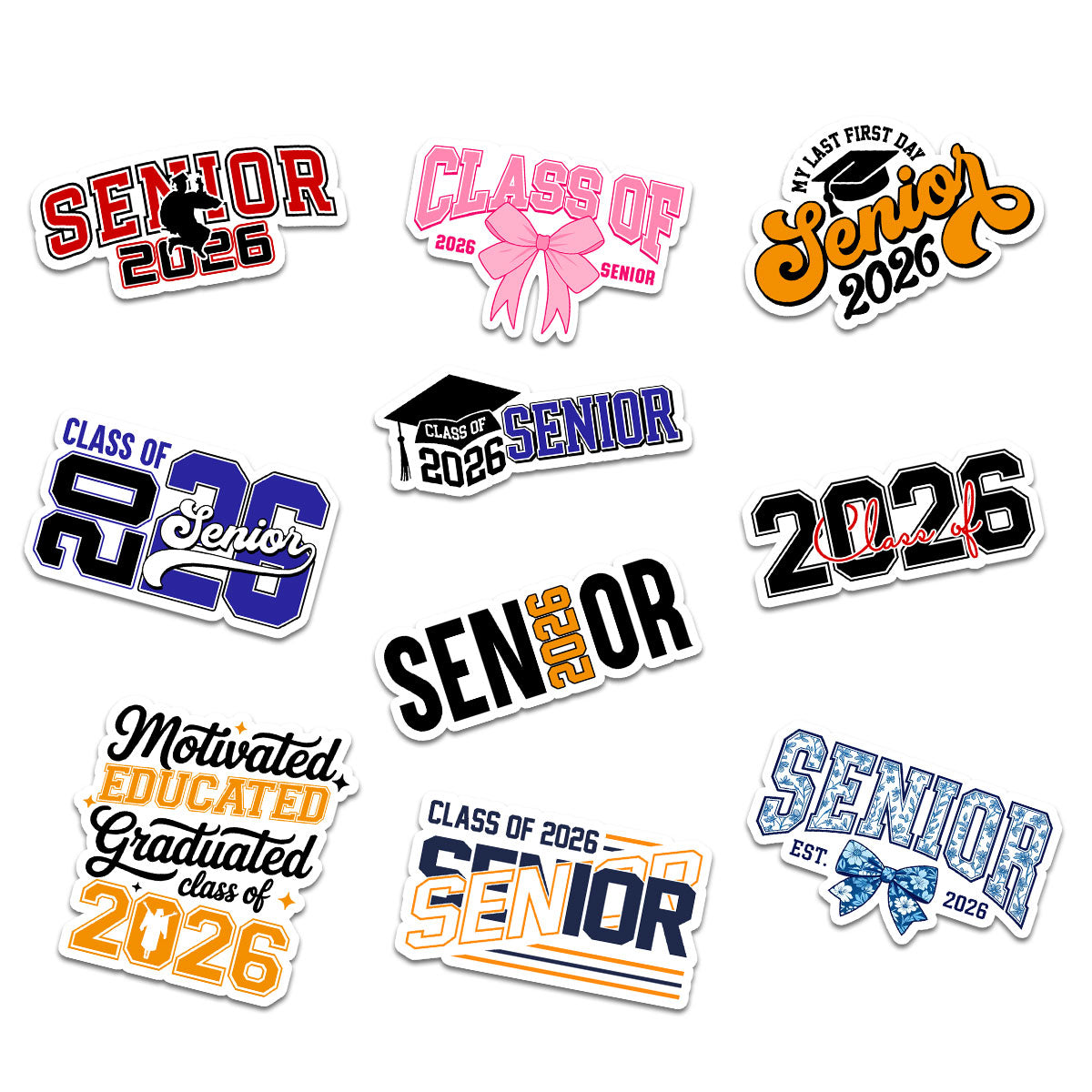 (10PCS) Senior 2026 Graduation Sticker 3in, Cute Sticker For Student, Graduation Class Of 2026 Gift, College Student Decoration For Laptop Planner Kindle Vehicles