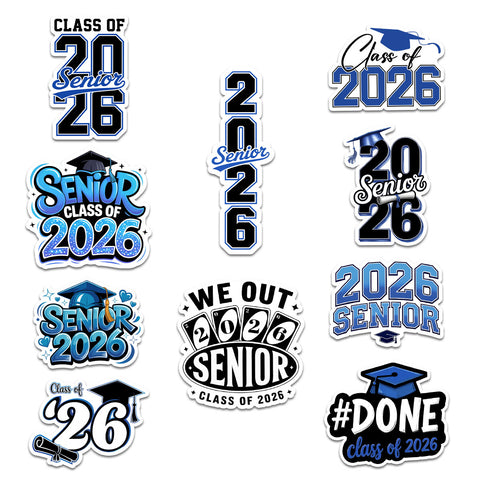 10pcs Graduation Class Of 2026 Sticker, Senior 2026 Stickers, Waterproof sticker Decoration For Laptop Book Kindle