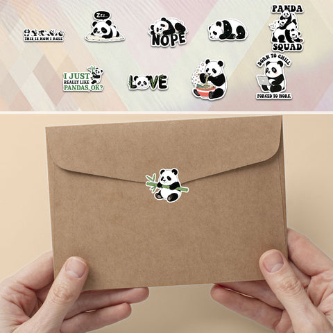 10 pcs Cute Panda Stickers, Animal sticker for Water Bottles Laptop Luggage Computer Scrapbooking, gift for Kids Teens Girls Boys Adults Aesthetic Waterproof Vinyl Decals