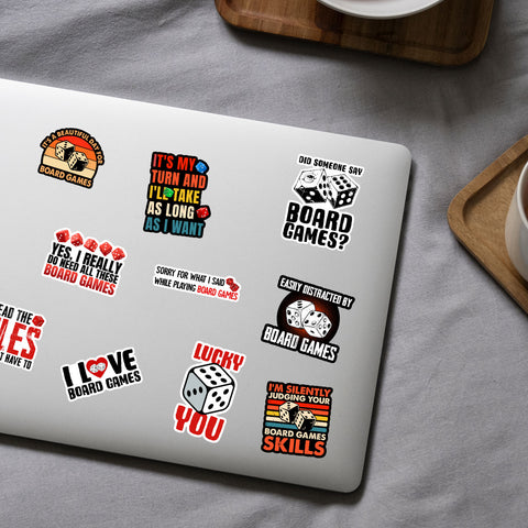 10Pcs Board Games Sticker Pack, Board Gaming Nerd Sticker, Game Lover Gift, Gaming Party Decoration for Laptop Tablet Table Water Bottle Wall Helmet