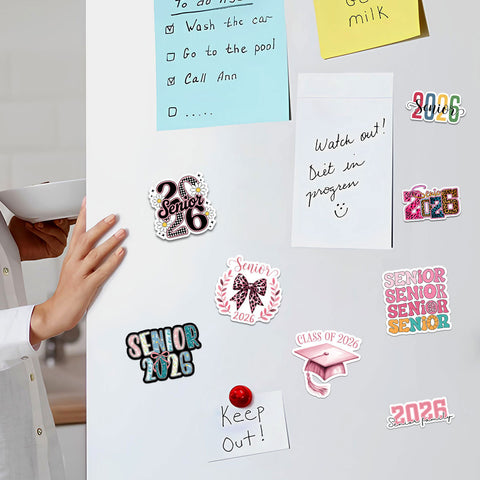 10pcs Senior 2026 Stickers, Cute Sticker For Student, Graduation Class Of 2026 Gift, Waterproof sticker Decoration For Laptop Planner Tablet Kindle Vehicles