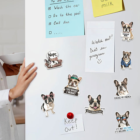 10PCS French Bulldog Stickers 3in, Cute and Funny Dog Birthday Decorations for Food Bowls, Doghouse, Party Favors