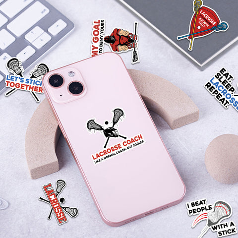 10PCS Lacrosse Stickers 3in, Vinyl Waterproof Lacrosse Stickers for Water Bottles Laptop Notebook Luggage, Party Favors