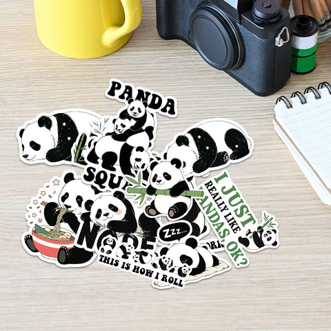 10 pcs Cute Panda Stickers, Animal sticker for Water Bottles Laptop Luggage Computer Scrapbooking, gift for Kids Teens Girls Boys Adults Aesthetic Waterproof Vinyl Decals