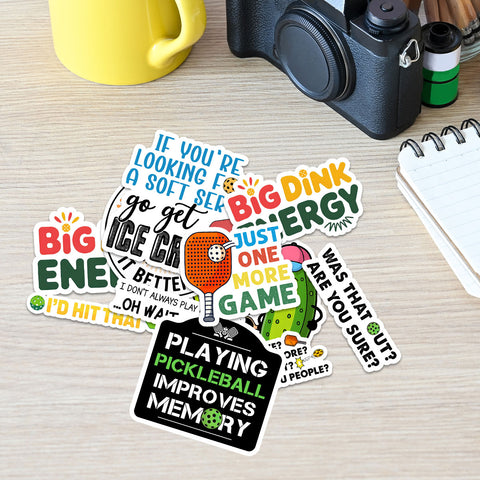 10PCS Pickleball Stickers 3in, Sticker for Water Bottle Laptop Phone, Ball Party Favors, Sport Decorations for Kids Teens Boy