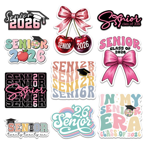 10PCS Senior 2026 Sticker Pack, Cute Girly Sticker For Student, Graduation Class Of 2026 Gift, College Student Decoration For Laptop Planner Tablet Kindle