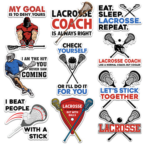 10PCS Lacrosse Stickers 3in, Vinyl Waterproof Lacrosse Stickers for Water Bottles Laptop Notebook Luggage, Party Favors