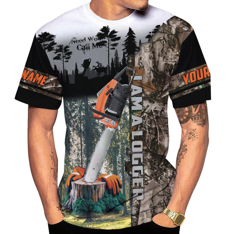 Personalized Name Logger 3D Shirt for Men, Arborist gift shirt, Short Sleeve unisex Tee Casual Wear