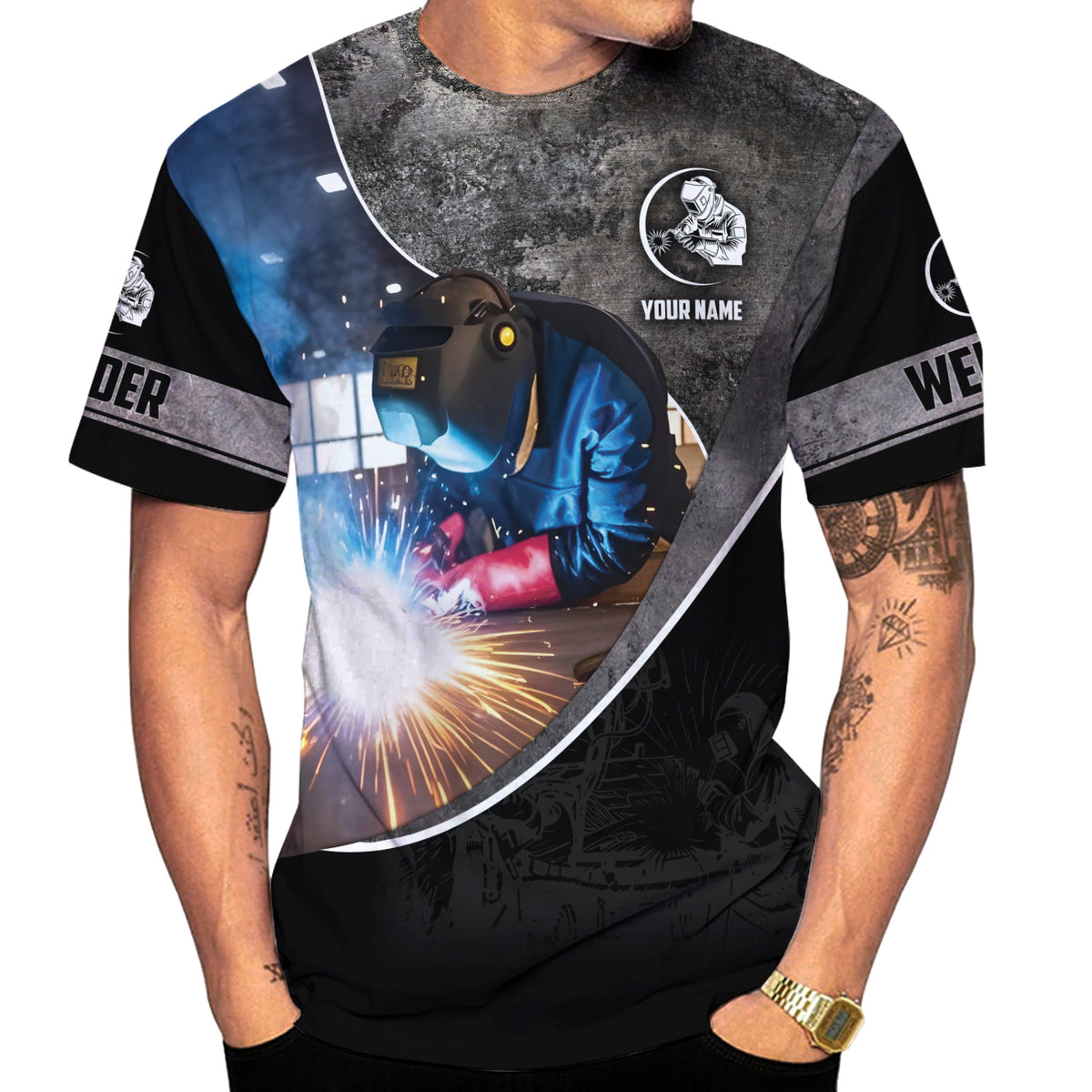 Custom Name Welder 3D Shirt for Men, Welding 3D All Printed Shirt, Welder Gift for him