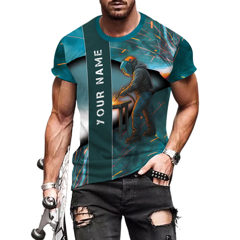 Custom Name Welder 3D Shirt, Welding 3D All Printed Shirt, Welder Shirt for Man, Welder Gift