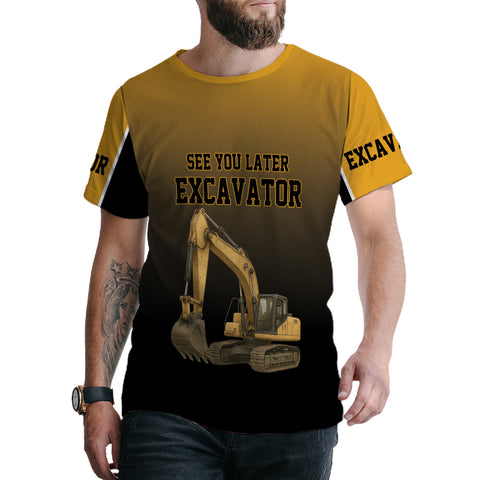 Personalized Name Excavator Shirt 3D Gift shirt for Men, Short Sleeve unisex Tee Casual Wear