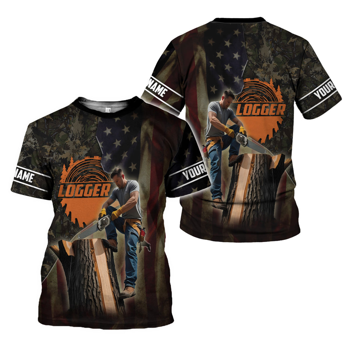 Personalized Name Logger 3D Shirt, Arborist gift shirt for men, Short Sleeve unisex Tee Casual Wear