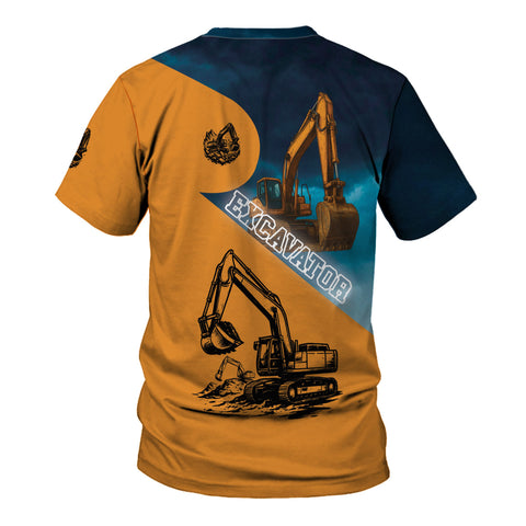 Personalized Name Excavator Shirt 3D for Men, Short Sleeve unisex Tee Casual Wear, Gift for Him
