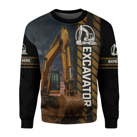Personalized Excavator Shirt 3D with Name for Men, Short Sleeve unisex Tee Casual Wear