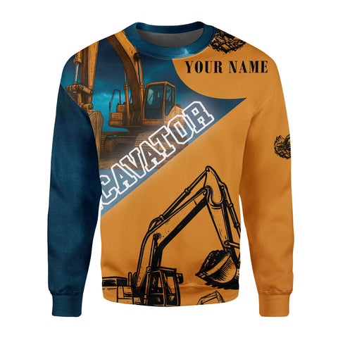 Personalized Name Excavator Shirt 3D for Men, Short Sleeve unisex Tee Casual Wear, Gift for Him