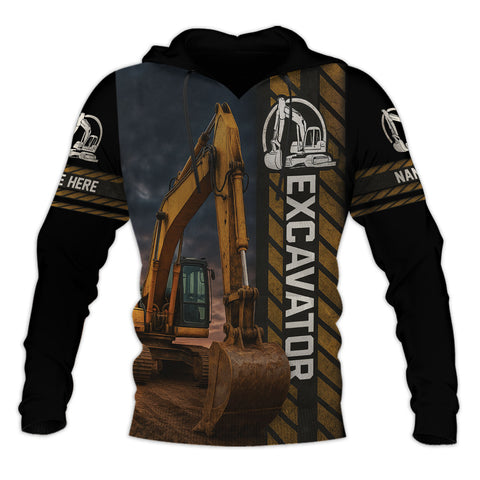 Personalized Excavator Shirt 3D with Name for Men, Short Sleeve unisex Tee Casual Wear
