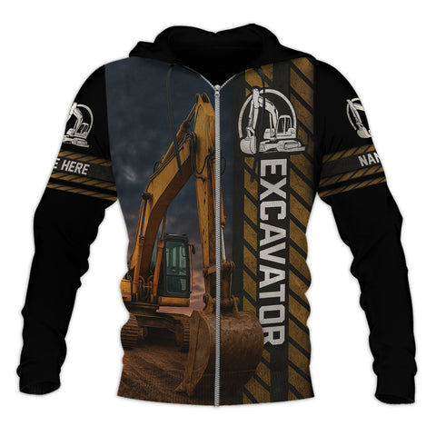 Personalized Excavator Shirt 3D with Name for Men, Short Sleeve unisex Tee Casual Wear