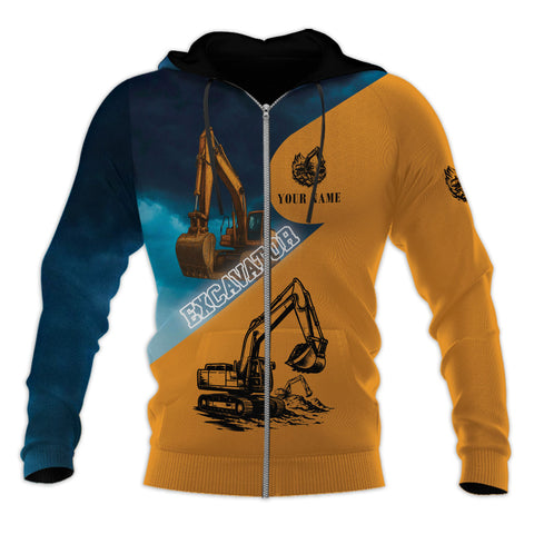 Personalized Name Excavator Shirt 3D for Men, Short Sleeve unisex Tee Casual Wear, Gift for Him