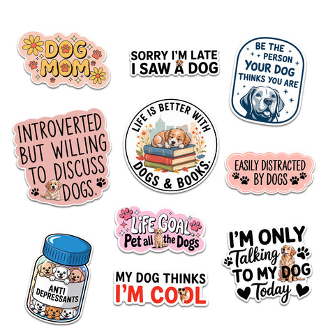 (10PCS) Cute Dog Stickers 3in, Vinyl Pet Decals for Car Laptop Water Bottles Tumblers Notebooks – Decorative Dog Lover Accessories and Gifts for Moms, Owners, and Pet Lovers